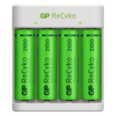 USB batterijlader GP E411 4 x ReCyko AA 2100 mAh