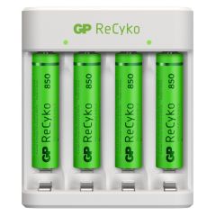 USB batterijlader GP E411 4 x ReCyko AAA 850 mAh