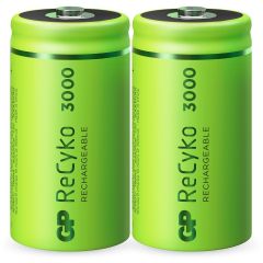 C Baby batterij Oplaadbaar GP NiMH 3000 mAh ReCyko 1,2V 2 stuks